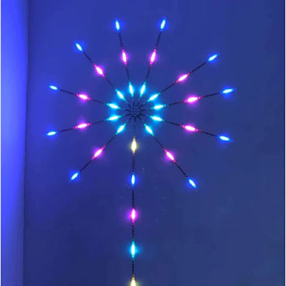 Instalatie LED Smart , RGB, Muzica, 2m, telecomanda si control din smartphone, multicolor, Model Artificii