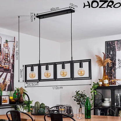 Lustra tip Pendul STARTOP , 4 Becuri, Metal, Suport liniar, Design modern, rafinat, Negru