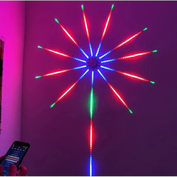 Instalatie LED Smart , RGB, Muzica, 2m, telecomanda si control din smartphone, multicolor, Model Artificii