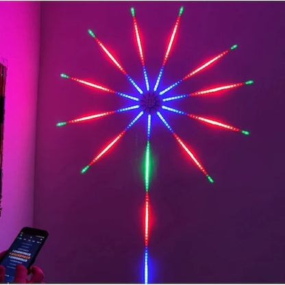 Instalatie LED Smart , RGB, Muzica, 2m, telecomanda si control din smartphone, multicolor, Model Artificii