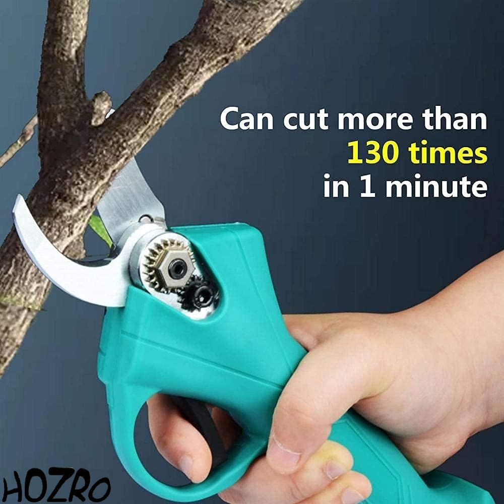Foarfeca Electrica de Gradinarit HOZRO, 48V cu 2 Baterii Reincarcabile, 2 Lame din Otel Carbon, Set Complet cu Cheie, Imbus, Taiere Reglabila 15–30mm HOZRO