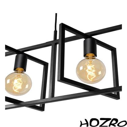 Lustra tip Pendul STARTOP , 4 Becuri, Metal, Suport liniar, Design modern, rafinat, Negru
