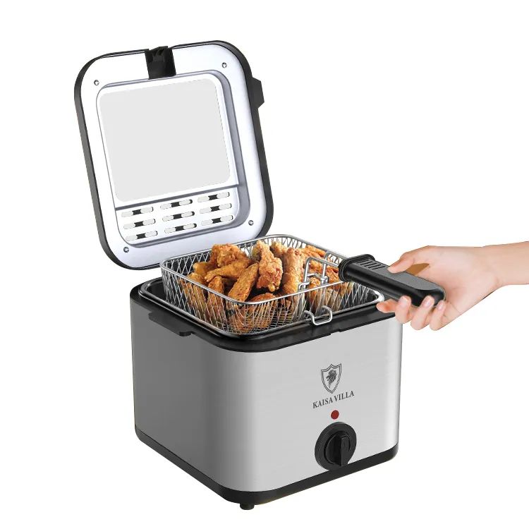 Friteuză Electrică 2.5L din Inox, 2000W, cu Fereastră de Vizionare și Capac Detașabil